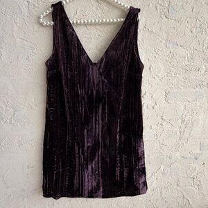 French Connection Theresa Purple Velvet V-Neck Shift Sleeveless Dress Size 6